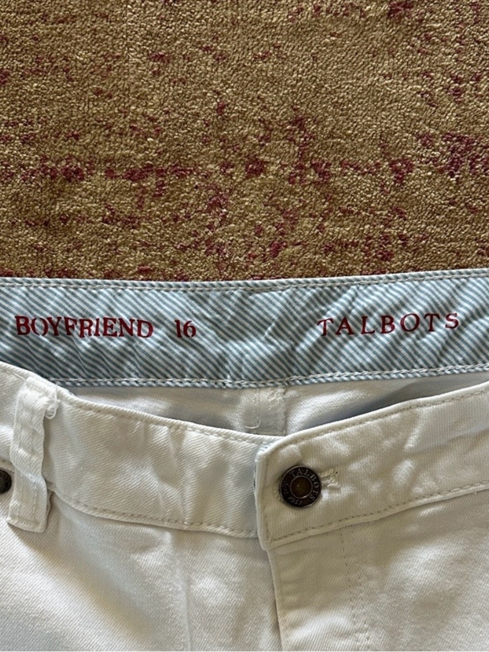 Talbots Boyfriend White Jeans size 16